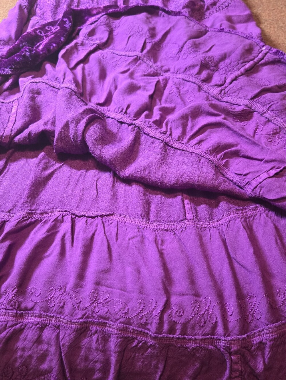 Vintage Mamta Tiered Skirt And Top Size Large (One Size) Purple Velvet Like - Picture 8 of 16